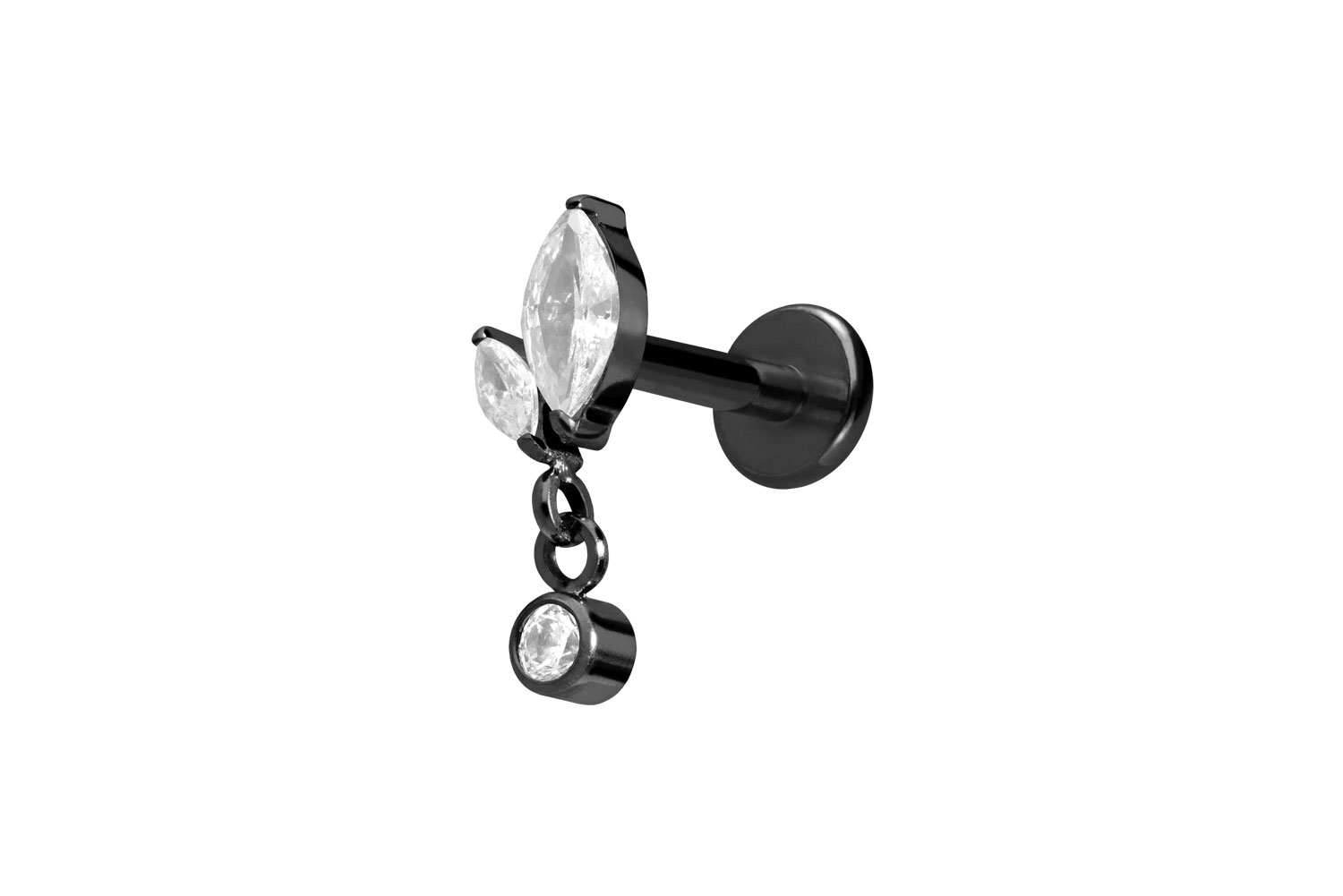 Titan Labret Piercing mit Innengewinde KNOSPE + KRISTALL